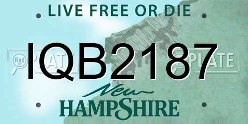 IQB2187 New Hampshire License Plate