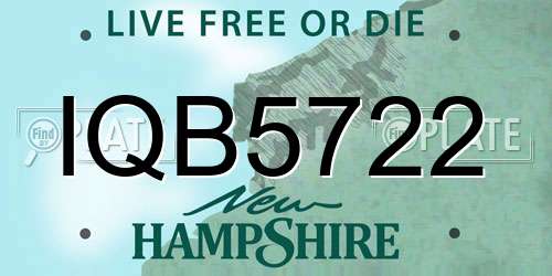IQB5722 New Hampshire License Plate