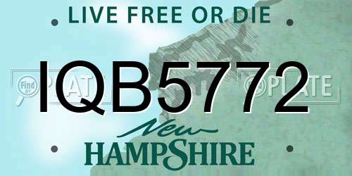 IQB5772 New Hampshire License Plate