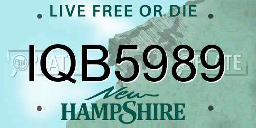 IQB5989 New Hampshire License Plate