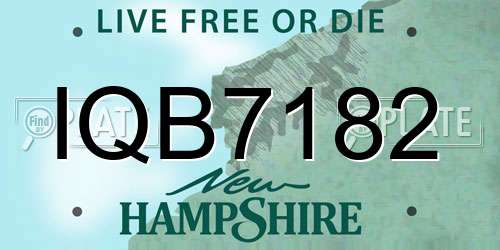 IQB7182 New Hampshire License Plate