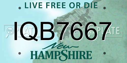 IQB7667 New Hampshire License Plate