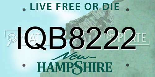 IQB8222 New Hampshire License Plate