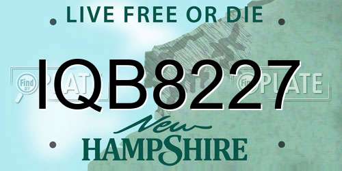 IQB8227 New Hampshire License Plate
