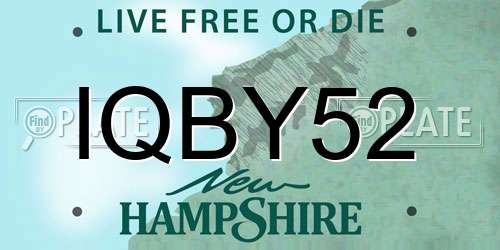 IQBY52 New Hampshire License Plate
