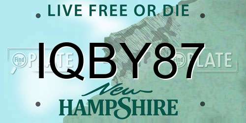 IQBY87 New Hampshire License Plate