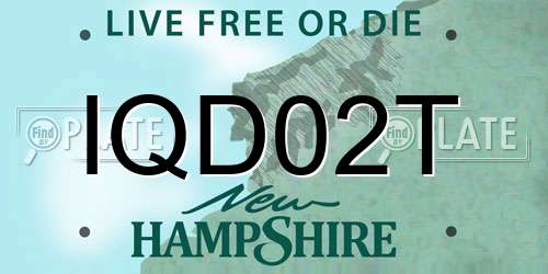 IQD02T New Hampshire License Plate