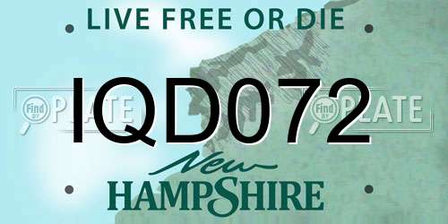 IQD072 New Hampshire License Plate