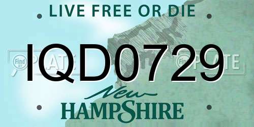 IQD0729 New Hampshire License Plate