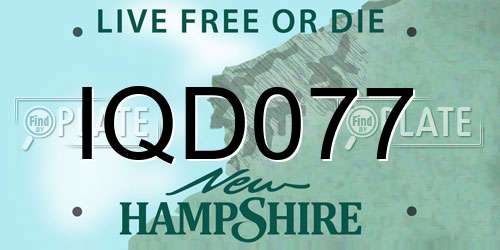 IQD077 New Hampshire License Plate