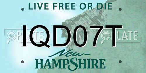 IQD07T New Hampshire License Plate