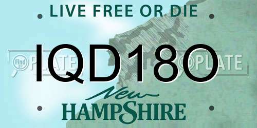 IQD18O New Hampshire License Plate