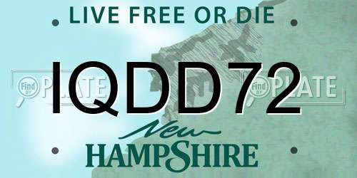 IQDD72 New Hampshire License Plate