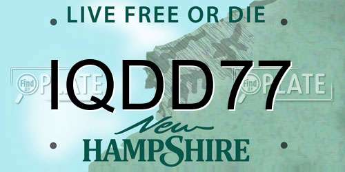 IQDD77 New Hampshire License Plate