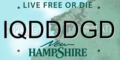 IQDDDGD New Hampshire License Plate