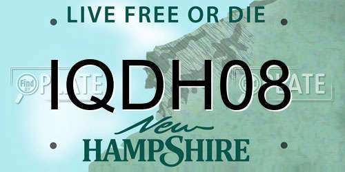 IQDH08 New Hampshire License Plate