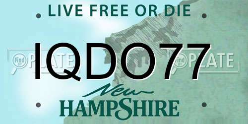 IQDO77 New Hampshire License Plate