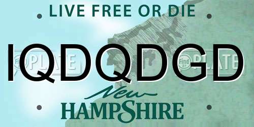 IQDQDGD New Hampshire License Plate