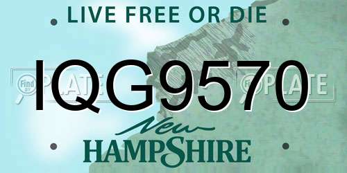 IQG9570 New Hampshire License Plate