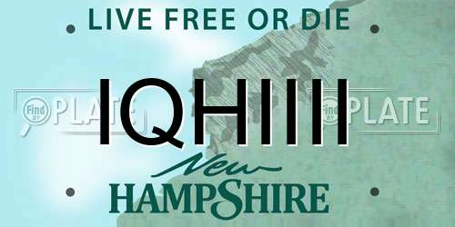 IQHIIII New Hampshire License Plate