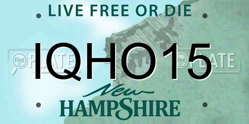 IQHO15 New Hampshire License Plate