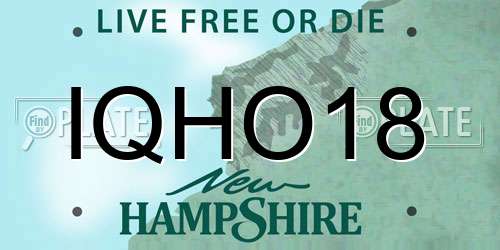 IQHO18 New Hampshire License Plate