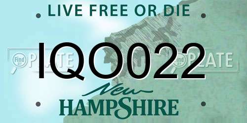 IQO022 New Hampshire License Plate