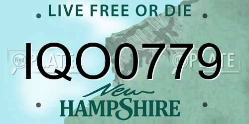 IQO0779 New Hampshire License Plate