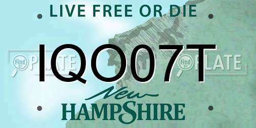 IQO07T New Hampshire License Plate