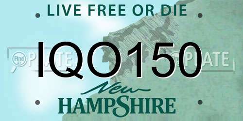 IQO150 New Hampshire License Plate