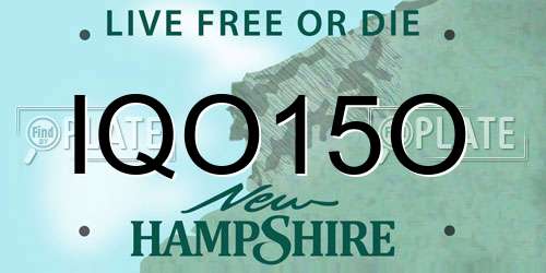 IQO15O New Hampshire License Plate