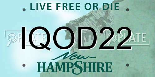 IQOD22 New Hampshire License Plate