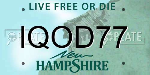IQOD77 New Hampshire License Plate