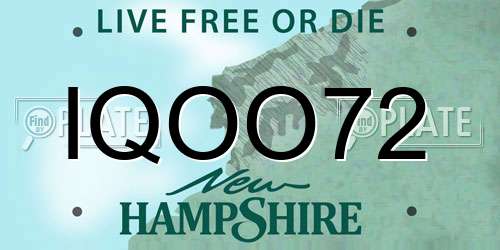 IQOO72 New Hampshire License Plate