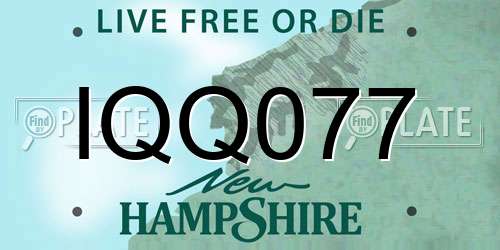 IQQ077 New Hampshire License Plate