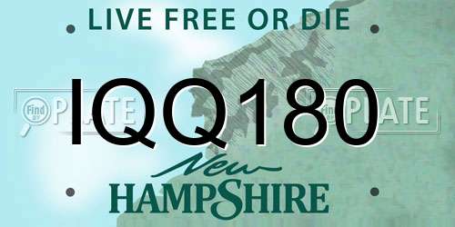 IQQ180 New Hampshire License Plate