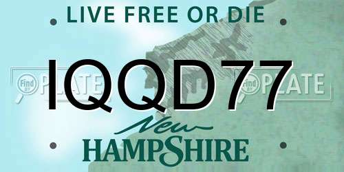 IQQD77 New Hampshire License Plate