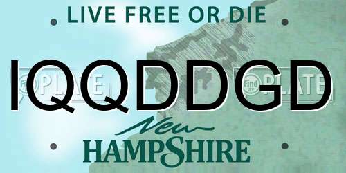 IQQDDGD New Hampshire License Plate
