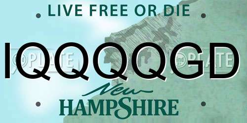 IQQQQGD New Hampshire License Plate