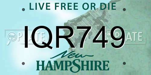 IQR749 New Hampshire License Plate