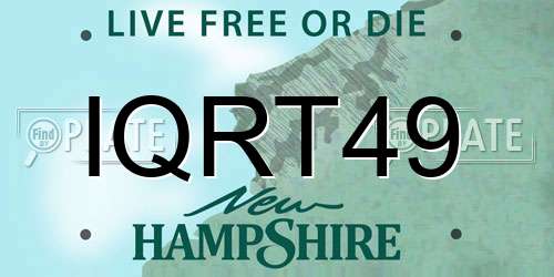 IQRT49 New Hampshire License Plate
