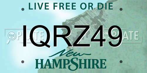 IQRZ49 New Hampshire License Plate