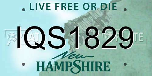 IQS1829 New Hampshire License Plate