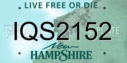 IQS2152 New Hampshire License Plate