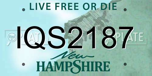 IQS2187 New Hampshire License Plate
