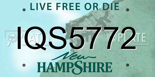 IQS5772 New Hampshire License Plate