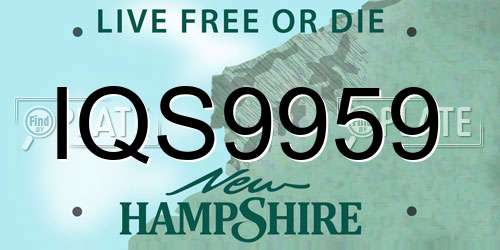 IQS9959 New Hampshire License Plate