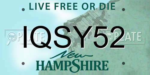 IQSY52 New Hampshire License Plate