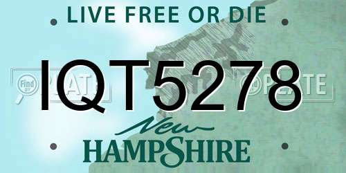 IQT5278 New Hampshire License Plate