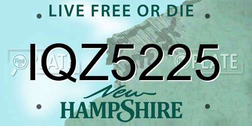 IQZ5225 New Hampshire License Plate